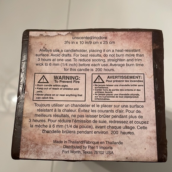 Solid candle accent. Unscented. Made in Thailand. - Picture 4 of 5